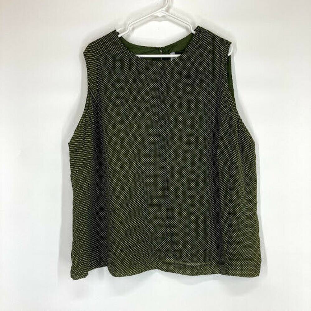 Maggie Barnes Green Polka Dot Sleeveless Blouse